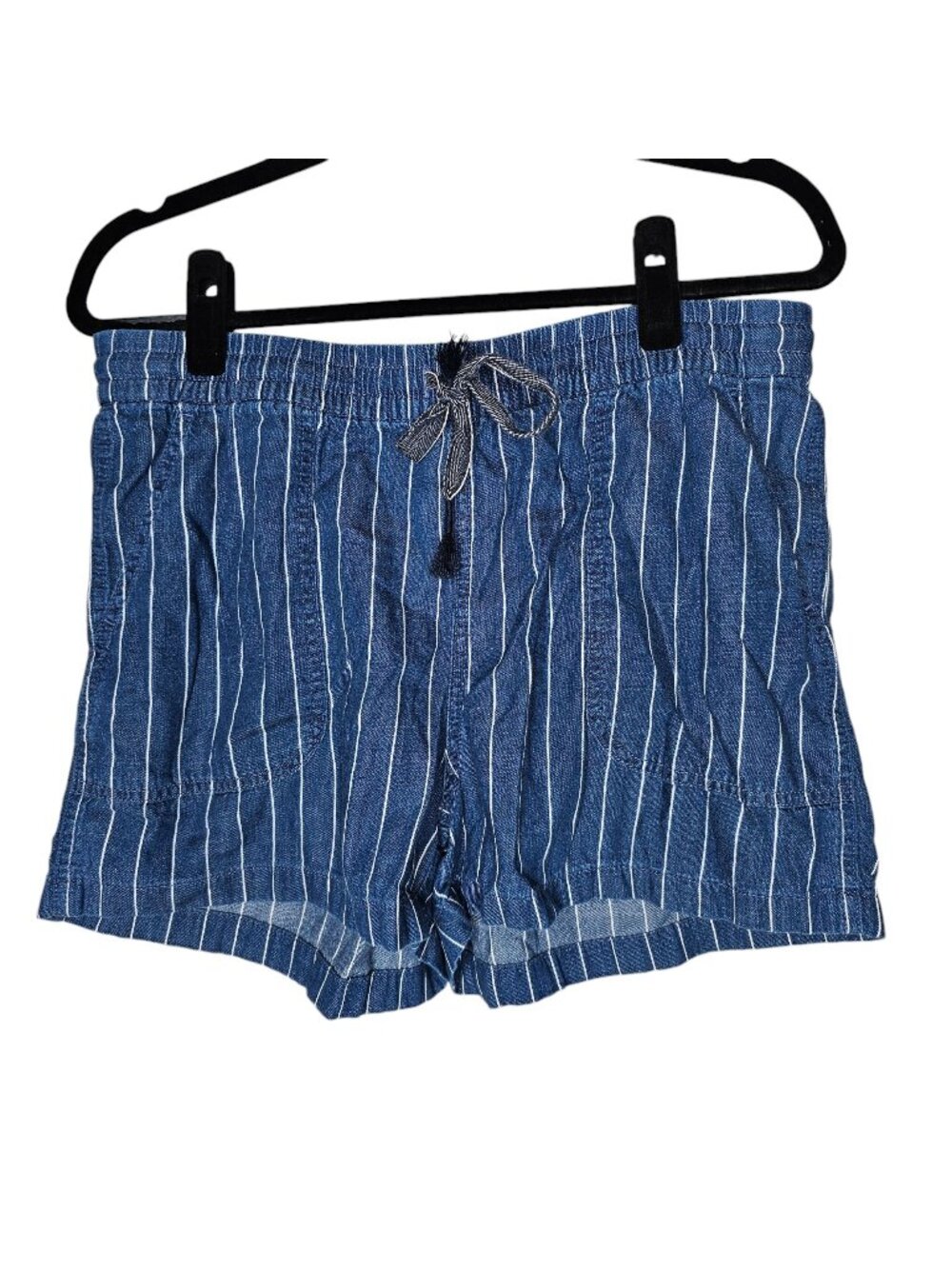 J Crew M Seaside Shorts Stripe Chambray Lyocell Coastal Beachy Nautical Boho